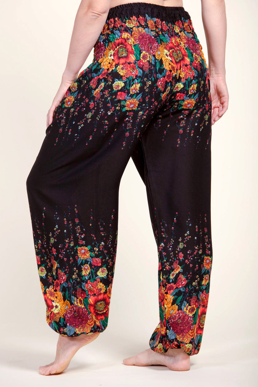 Floral Black Artisan Haaremihousut - Berry Piper