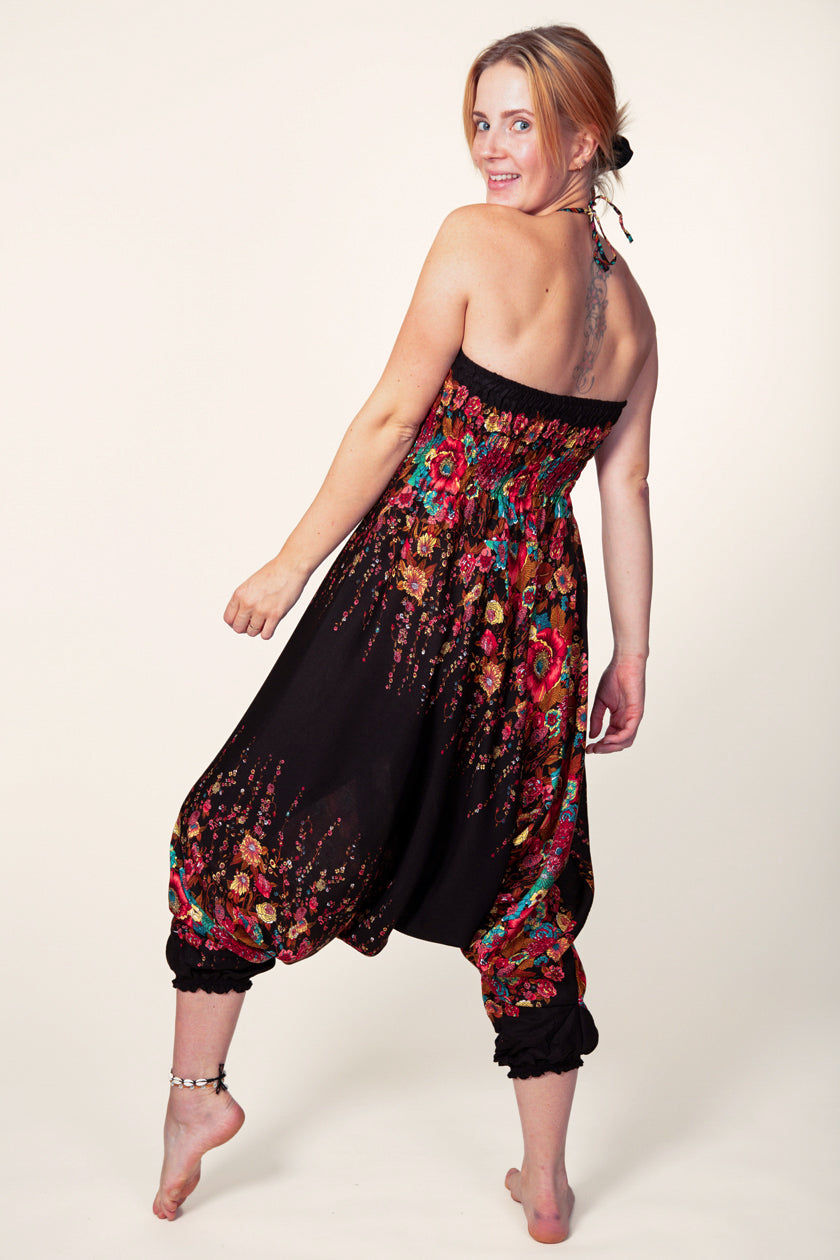 Floral Black Artisan Jumpsuit Haaremihousut - Berry Piper