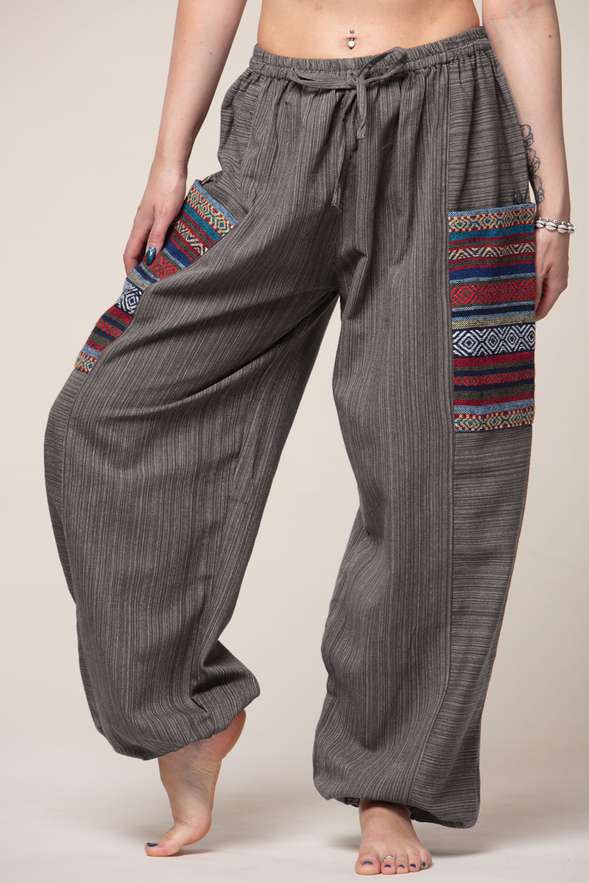 Hill Tribe Unisex Gray Artisan Haaremihousut - Berry Piper