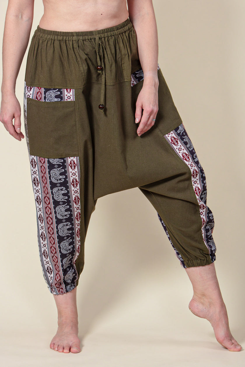 Aztec Elephant Olive Medium Low Cut Haaremihousut - Berry Piper