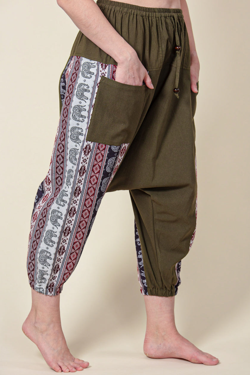 Aztec Elephant Olive Medium Low Cut Haaremihousut - Berry Piper