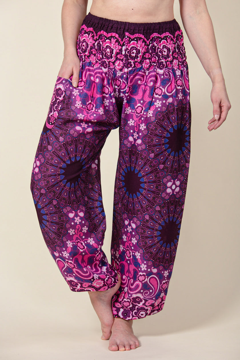 Paisley Mandala Purple Artisan Haaremihousut - Berry Piper