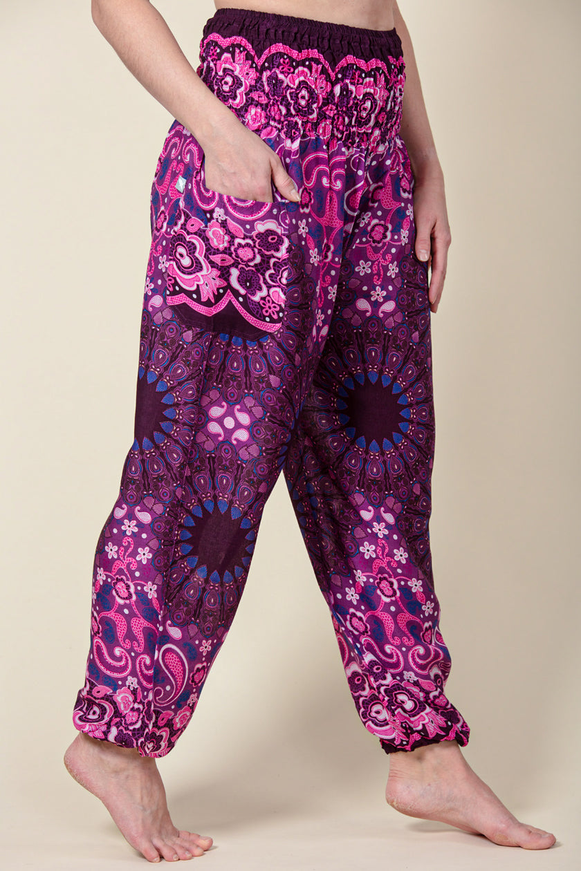 Paisley Mandala Purple Artisan Haaremihousut - Berry Piper
