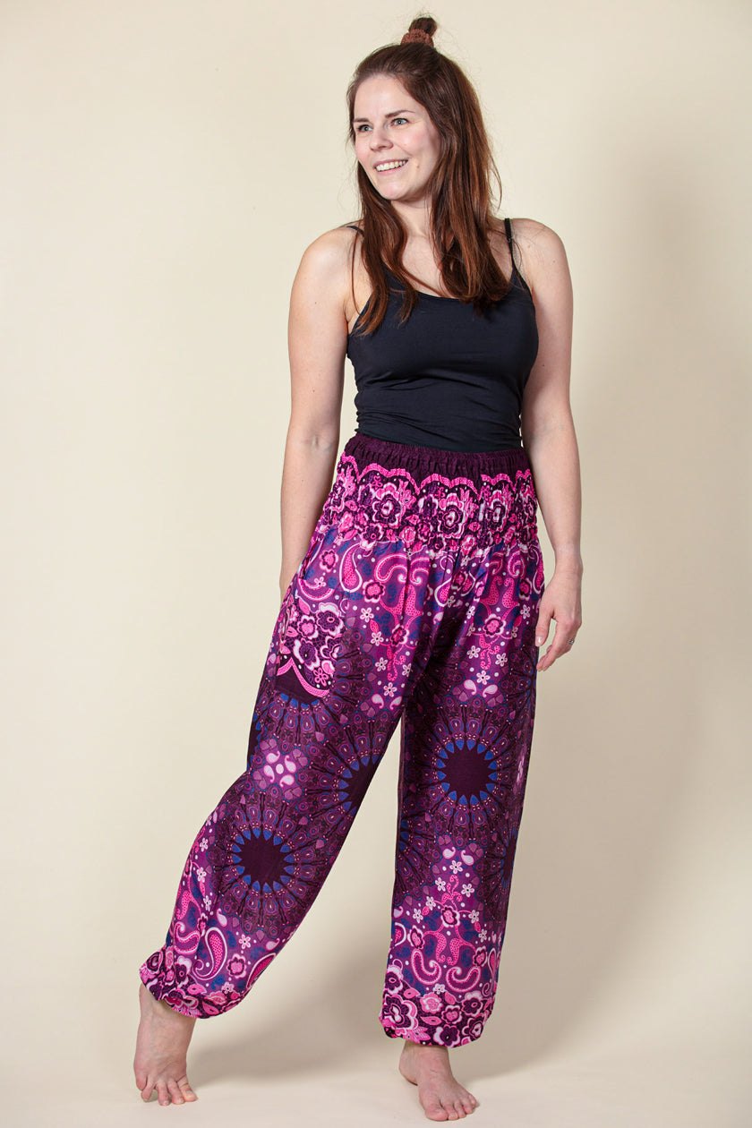 Paisley Mandala Purple Artisan Haaremihousut - Berry Piper