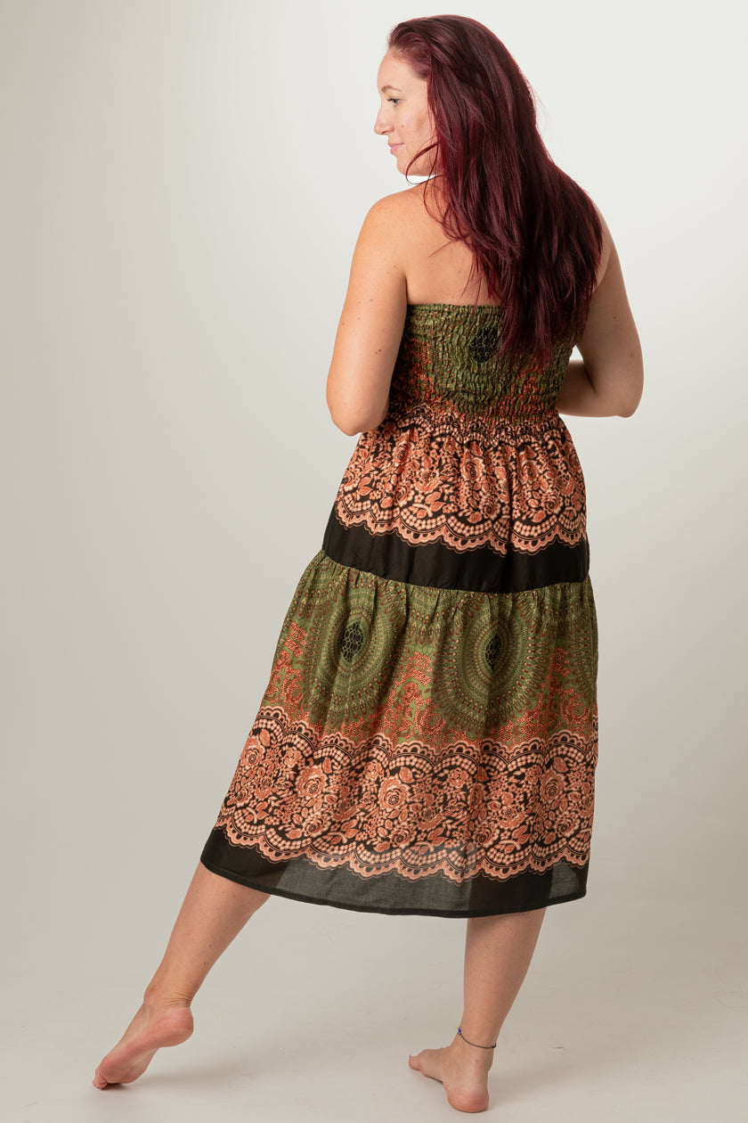 Mandala Olive Artisan Bandeau Midimekko - Berry Piper
