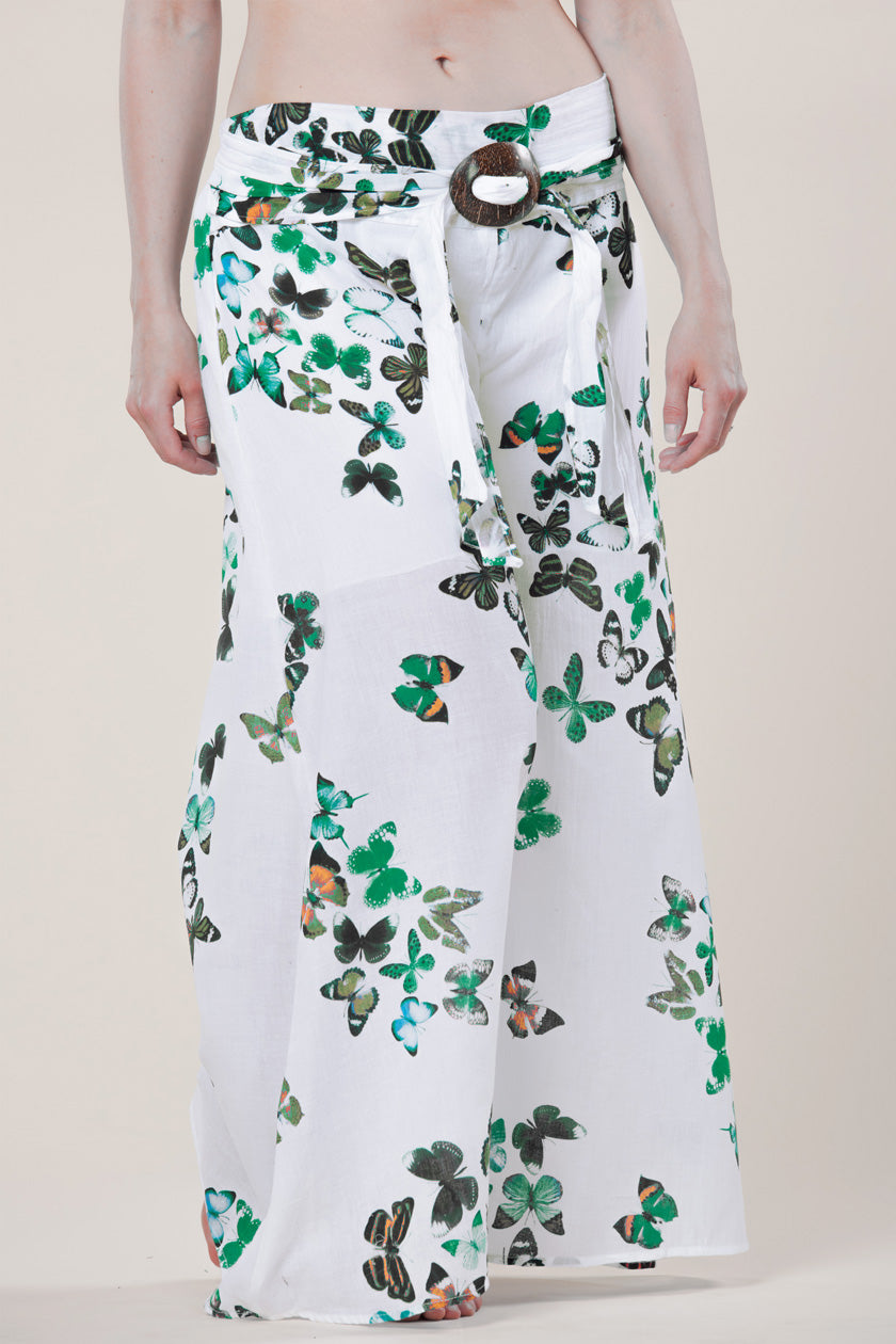 White & Butterflies Cotton Artisan Palatsihousut - Berry Piper