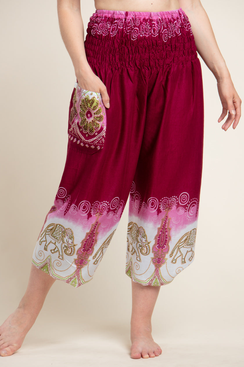 Parade Elephants Magenta Artisan Haaremihousut - Berry Piper