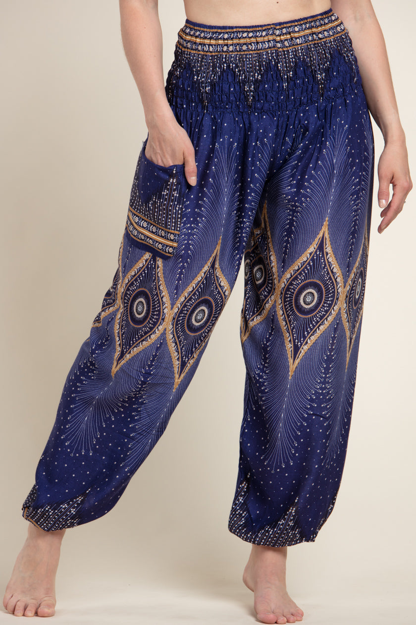 Diamond Peacock Blue Artisan Haaremihousut - Berry Piper