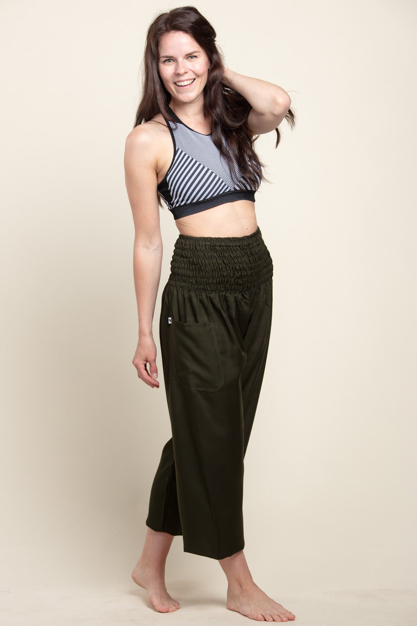 Extended Boho Green Artisan Haaremihousut - Berry Piper