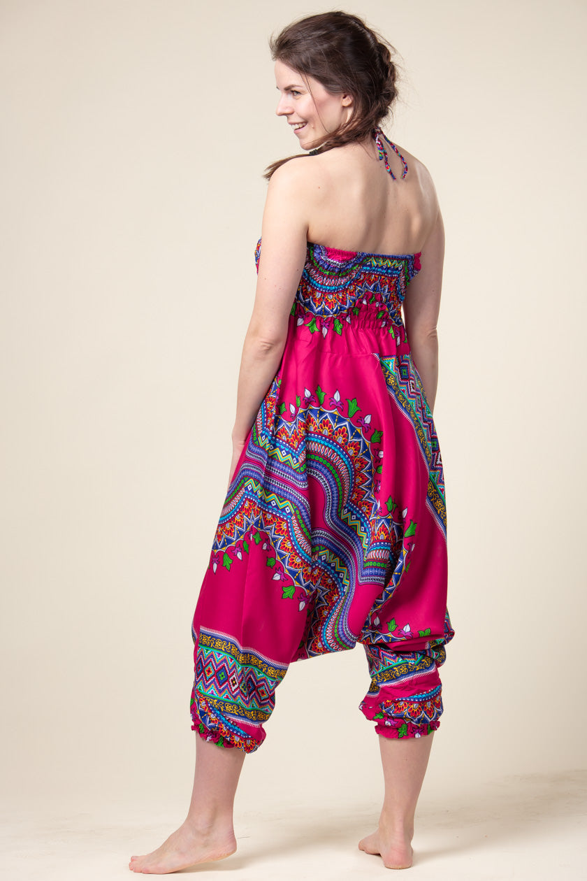 Dashiki Pink Artisan Jumpsuit Haaremihousut - Berry Piper