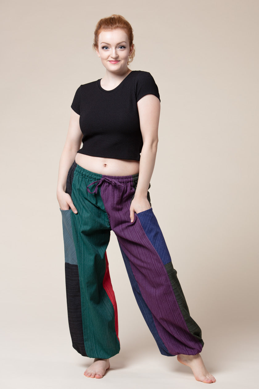 Hill Tribe Unisex Patchwork Artisan Haaremihousut - Berry Piper