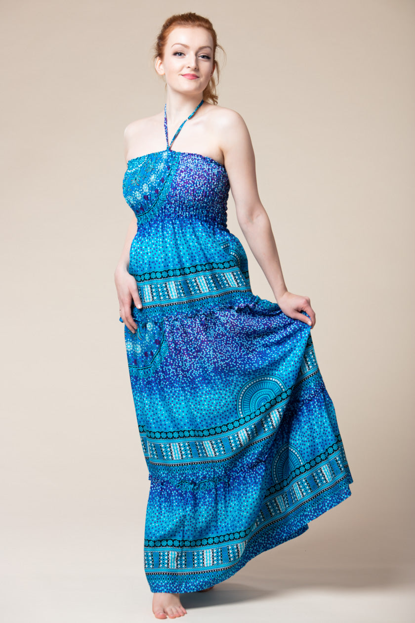 Chakra Blue Artisan Bandeau Maksimekko - Berry Piper