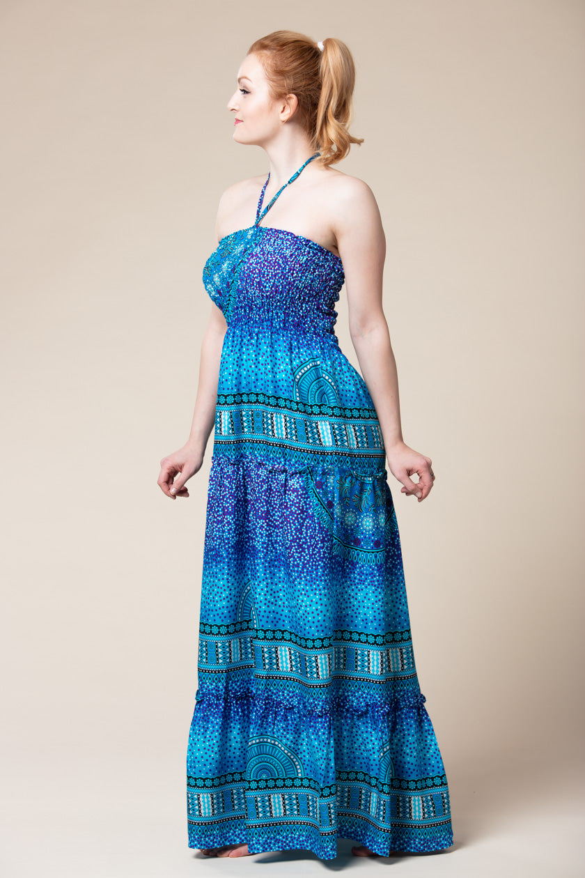 Chakra Blue Artisan Bandeau Maksimekko - Berry Piper
