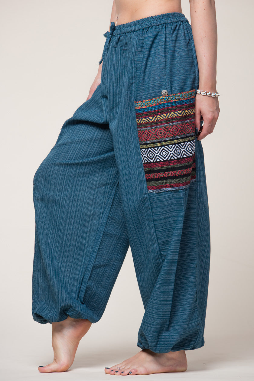 Hill Tribe Unisex Blue Artisan Haaremihousut - Berry Piper