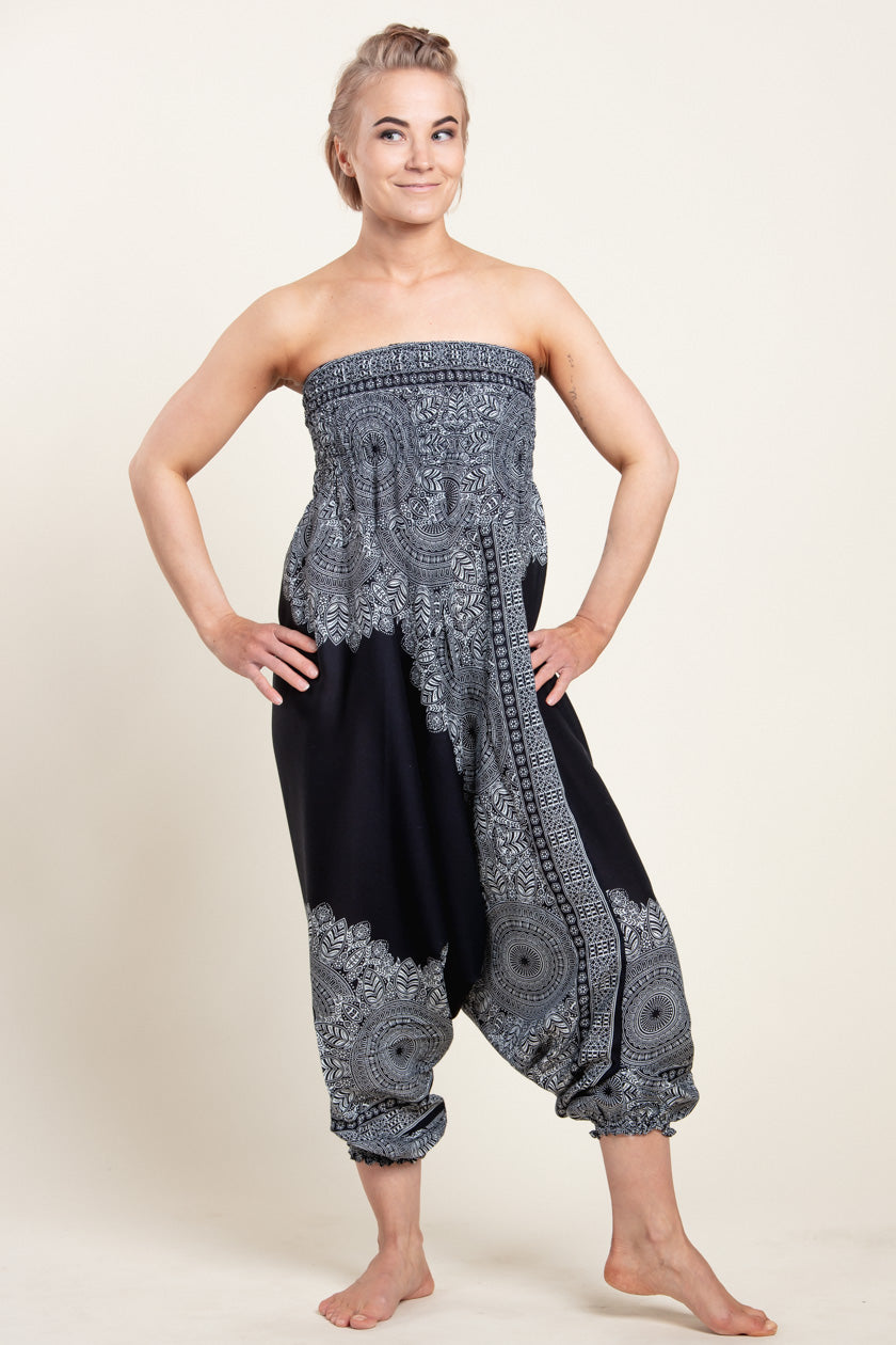 Border Mandala Black Artisan Jumpsuit Haaremihousut - Berry Piper