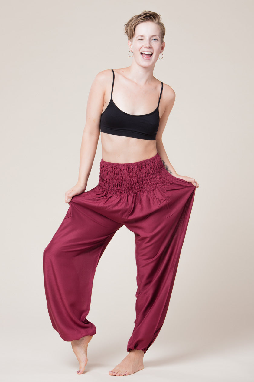 Boho Burgundy Artisan Haaremihousut - Berry Piper