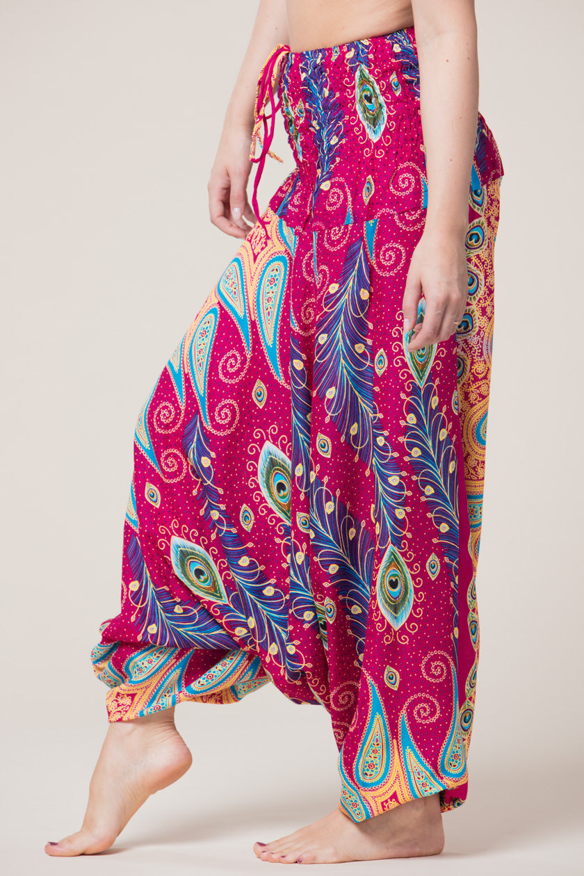 Peacock Paisley Pink Artisan Jumpsuit Haaremihousut - Berry Piper