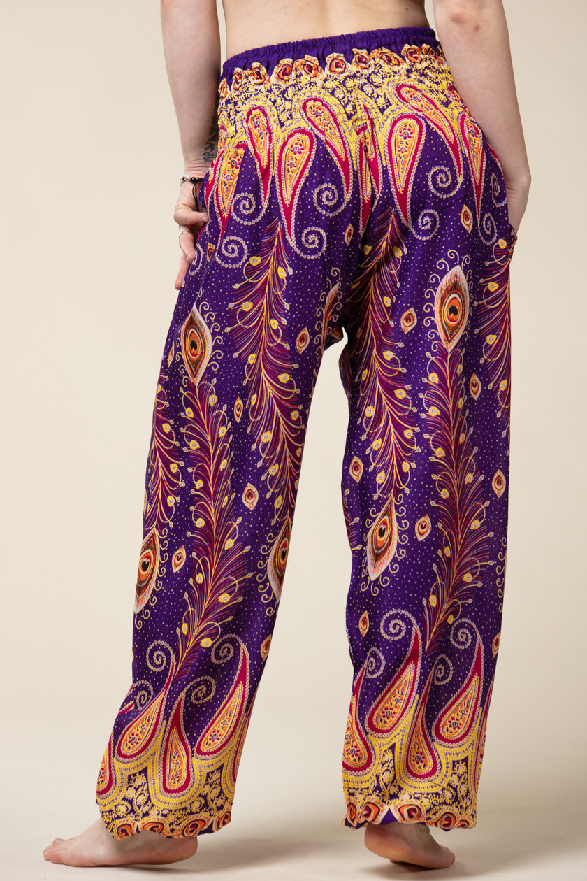 Peacock Paisley Purple Artisan Haaremihousut - Berry Piper