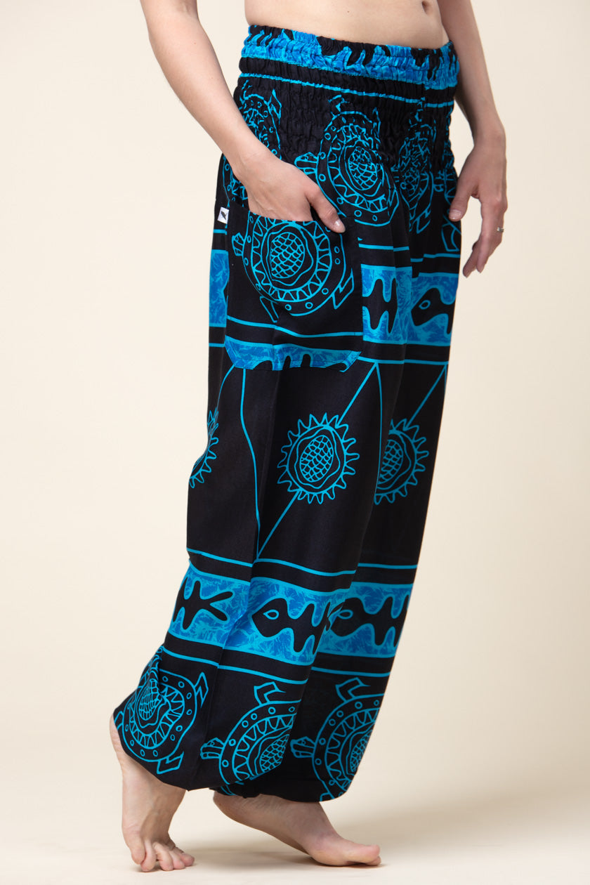 Mayan Turtle Blue Artisan Haaremihousut - Berry Piper