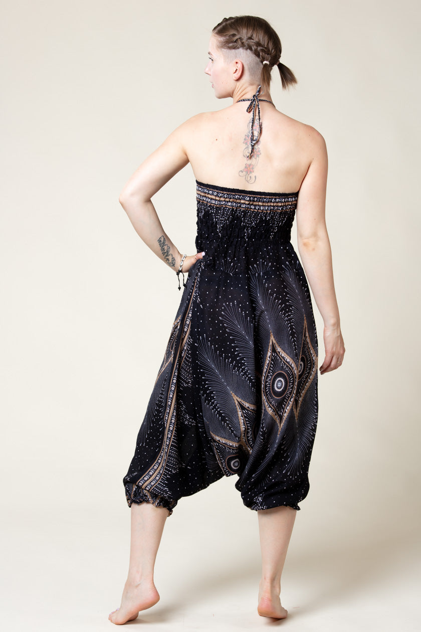 Diamond Peacock Black Artisan Jumpsuit Haaremihousut - Berry Piper